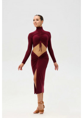 FD Polo Neck Jumper GL-1233/1 – Women’s Dance Jumper with Drawstring in Black & Bordeaux ruviso-dancewear.com