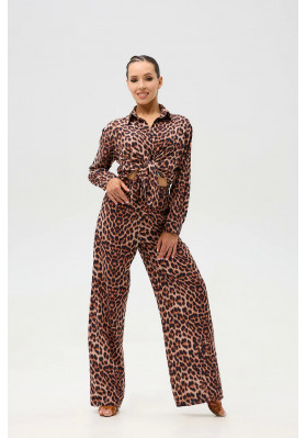 FD Pants BR-1349/1 – High-Waisted Ballroom Dance Pants with Animal Print ruviso-dancewear.com