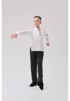 FD Shirt RM-1369 KW – Children’s Latin Ballroom Dance Shirt with Stand Collar ruviso-dancewear.com