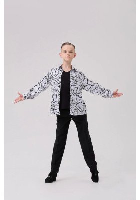 FD Shirt RM-1371/1 KW – Children’s Ballroom Dance Shirt for Latin with Printed Fabric ruviso-dancewear.com