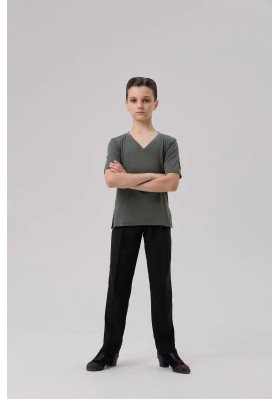 FD T-shirt FM-1373 KW – Children’s Latin Dance T-Shirt with Deep V-Neck ruviso-dancewear.com