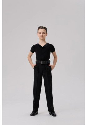 FD T-shirt FM-1377 KW – Children’s Latin Dance T-Shirt with Velour Trim ruviso-dancewear.com