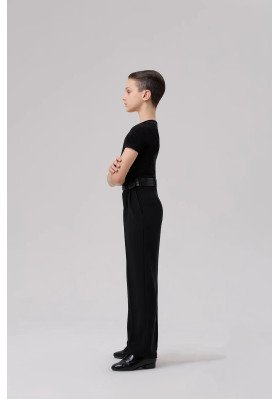 FD T-shirt FM-1377 KW – Children’s Latin Dance T-Shirt with Velour Trim ruviso-dancewear.com