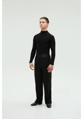 FD Pants BM-1381 – Men’s Standard Ballroom Dance Trousers with Satin Belt ruviso-dancewear.com
