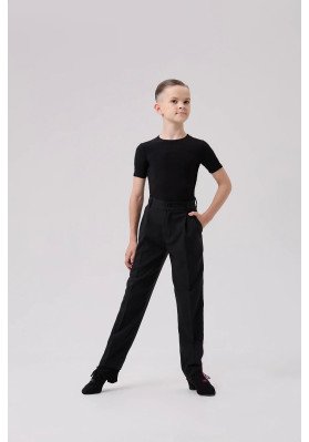 FD T-shirt FM-1383 KW – Children’s Latin Dance T-Shirt with Velour Stripes ruviso-dancewear.com