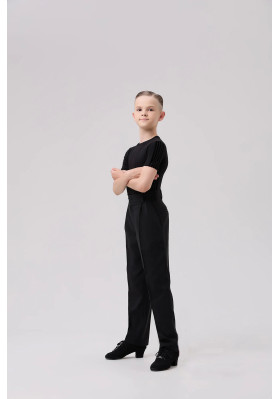 FD T-shirt FM-1383 KW – Children’s Latin Dance T-Shirt with Velour Stripes ruviso-dancewear.com
