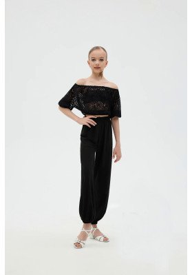FD Blouse BL-1387/1 – Women’s Black Mesh Dance Blouse with 3/4 Sleeves ruviso-dancewear.com