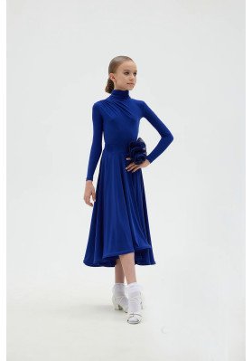 FD Skirt YUS-1409 – Women’s Ballroom Dance Skirt with Mesh Rose, Black & Blue ruviso-dancewear.com