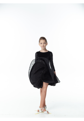 DanceMe BS198-274-11 Girls’ Basic Ballroom Dress – Black ruviso-dancewear.com