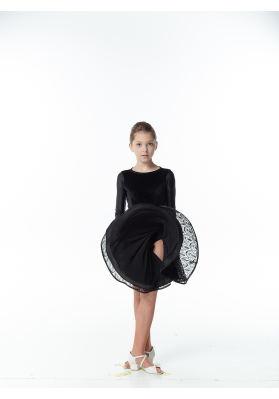 DanceMe BS198-274-11 Girls’ Basic Ballroom Dress – Black ruviso-dancewear.com