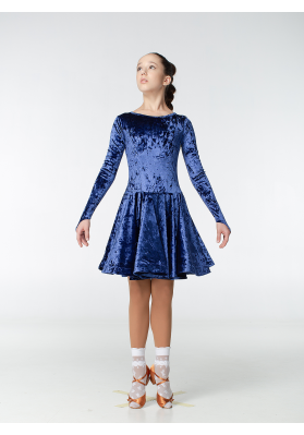 DanceMe BS420DR-13C Girls’ Basic Ballroom Dress – Electric Blue ruviso-dancewear.com