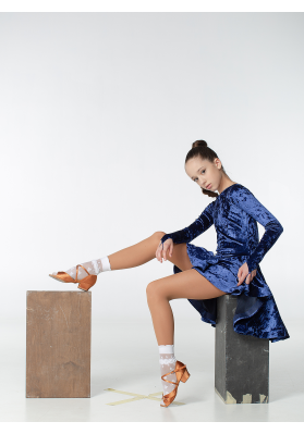 DanceMe BS420DR-13C Girls’ Basic Ballroom Dress – Electric Blue ruviso-dancewear.com