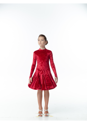 DanceMe BS513DR-13C Girls’ Basic Ballroom Dress – Red ruviso-dancewear.com