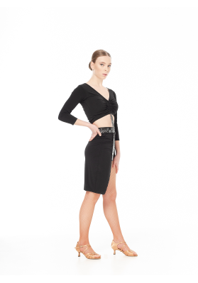 DanceMe UL768-14 Latin Skirt — Black, Micro-Oil Jersey (Women’s Ballroom Latin Skirt) ruviso-dancewear.com