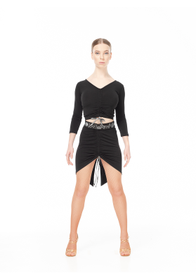 DanceMe UL780-14 Latin Skirt – Women’s Black Stretch Jersey Skirt ruviso-dancewear.com