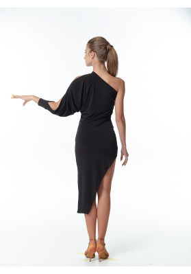 DanceMe PL169 – Women’s Latin Dance Dress, Black, Oil Jersey ruviso-dancewear.com