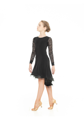 DanceMe PL204-11 – Women’s Latin Ballroom Dress with Guipure Detail ruviso-dancewear.com