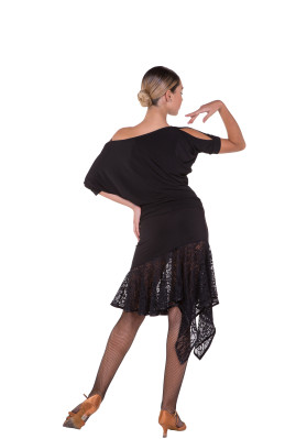 DanceMe UL21-11-14 Latin Skirt – Elegant Black Skirt for Ballroom Dance ruviso-dancewear.com