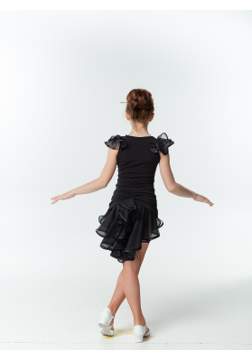 DanceMe UL48-3 Girls Latin Skirt – Black & Gray ruviso-dancewear.com