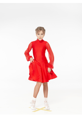 DanceMe BS535DR-10 Girls’ Basic Ballroom Dress – Red ruviso-dancewear.com