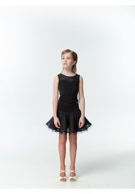 DanceMe UL636-3 Kids Latin Skirt – Black & Gray ruviso-dancewear.com