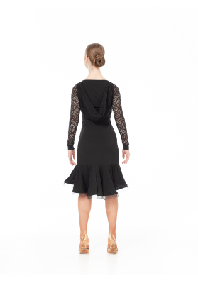 DanceMe PL731/11 – Women’s Black Latin Dance Dress, Oil Jersey, Guipure & Crinoline ruviso-dancewear.com
