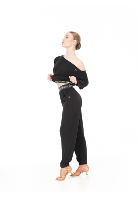 DanceMe Women's Latin Pants BRL751 – Black, Stretch Jersey ruviso-dancewear.com