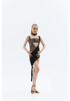 FD Set KT-1446/1 – Children’s Latin Dance Tunic with Leo Print Top ruviso-dancewear.com