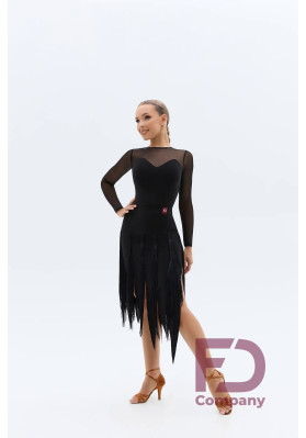 FD Skirt YUL-1458 – Women’s Black Latin Dance Skirt with Fringe & Built-in Panties ruviso-dancewear.com