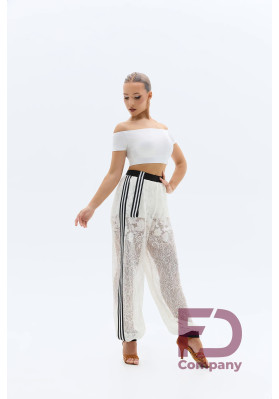 FD Top TP-1467 – Women’s Latin Dance Top with Open Shoulders, Milky & Black ruviso-dancewear.com