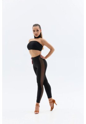 FD Leggings L-1435 – Black Latin Dance Leggings with Mesh Inserts ruviso-dancewear.com