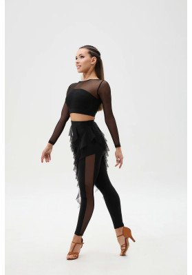 FD Leggings L-1435 – Black Latin Dance Leggings with Mesh Inserts ruviso-dancewear.com