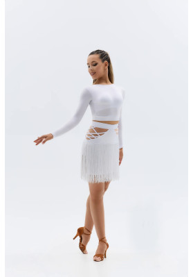 FD Top TP-1443 – Women’s White Latin Dance Top with Open Back & Lacing ruviso-dancewear.com