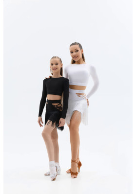FD Top TP-1443 KW – Children’s Black Latin Dance Top with Open Back & Lacing ruviso-dancewear.com