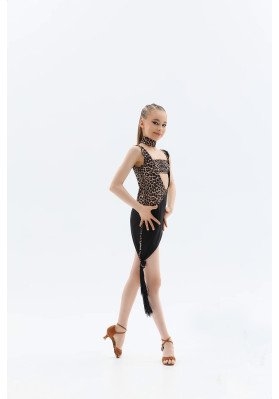 FD Set KT-1446/1 – Children’s Latin Dance Tunic with Leo Print Top ruviso-dancewear.com