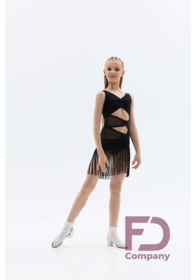 FD Dress PL-1453 KW – Latin Dance Dress with Fringe and Adjustable Drapes ruviso-dancewear.com