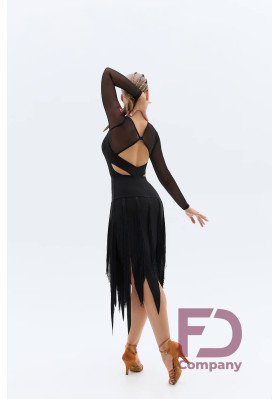 FD Skirt YUL-1458 – Women’s Black Latin Dance Skirt with Fringe & Built-in Panties ruviso-dancewear.com