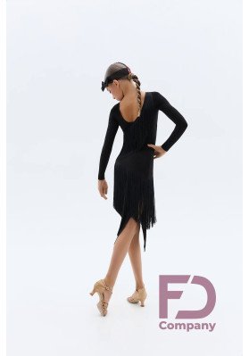FD Skirt YUL-1461 KW – Kids’ Black Latin Dance Skirt with Double Fringe & Built-In Briefs ruviso-dancewear.com
