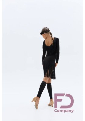 FD Skirt YUL-1462 KW – Girls’ Black Latin Dance Skirt with Double Fringe & Built-In Briefs ruviso-dancewear.com