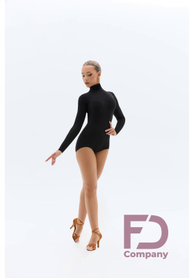 FD Leotard KU-1463 – Women’s Black Latin Dance Leotard with Stand-Up Collar & Back Zipper ruviso-dancewear.com