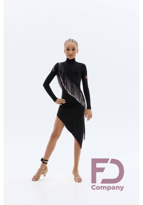 FD Dress PL-1469/1 KW – Girl’s Latin Dance Dress with Double Fringe and Stand-Up Collar ruviso-dancewear.com