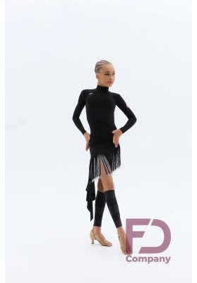 FD Dress PL-1470 KW – Girls’ Latin Dance Dress with Fringe and Stand-Up Collar ruviso-dancewear.com
