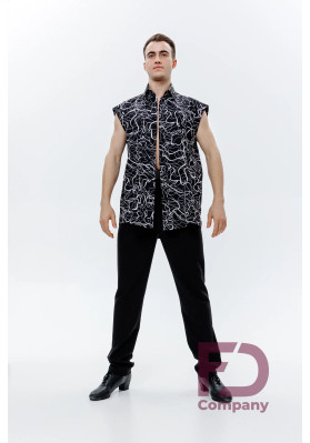 Shirt RM-1483 – Printed Dance Shirt in Black & White ruviso-dancewear.com