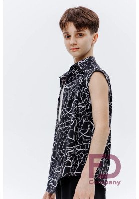 Shirt RM-1483 KW – Printed Dance Shirt in Black & White ruviso-dancewear.com