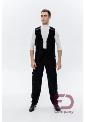 Vest ZhLM-1491 – Black Cropped Dance Vest with Satin Trim ruviso-dancewear.com