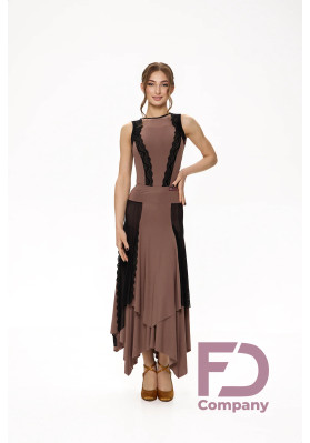 Ballroom Skirt YUS-1513 Asymmetrical Two-Tier Skirt ruviso-dancewear.com