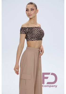 Latin Dance Top TP-1467/1 Leopard Off-Shoulder Top ruviso-dancewear.com