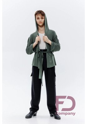 Tunic TN-1480 KW – Khaki Hooded Dance Practice Tunic ruviso-dancewear.com