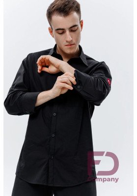 Shirt RM-1487 – Black Stretch Poplin Dance Shirt ruviso-dancewear.com