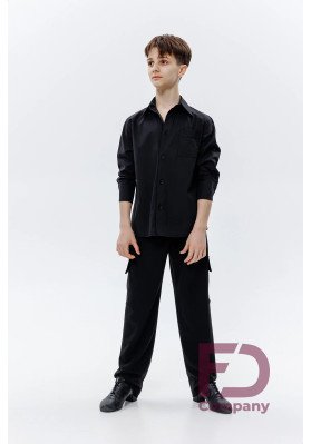 Shirt RM-1487 KW – Black Stretch Poplin Dance Shirt ruviso-dancewear.com